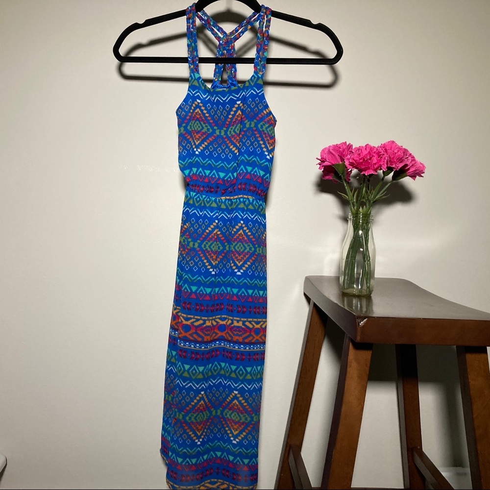 ✨2/$20 Aztec braid strap midi dress multicolored